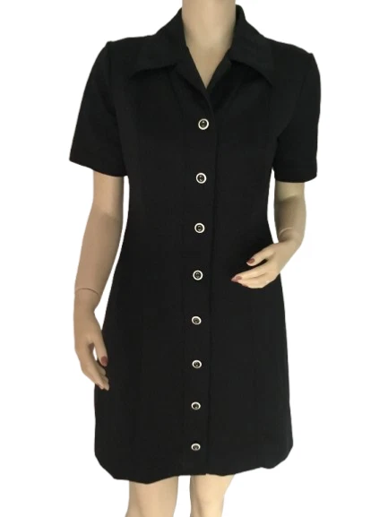 ROBE VINTAGE NOIRE DES ANNÉES 1970 - Photo 1/4