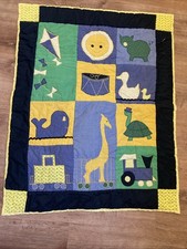 Baby Toddler Quilt Play Mat Wall Hanging Handmade 37" x 46" Animals Trains Toys