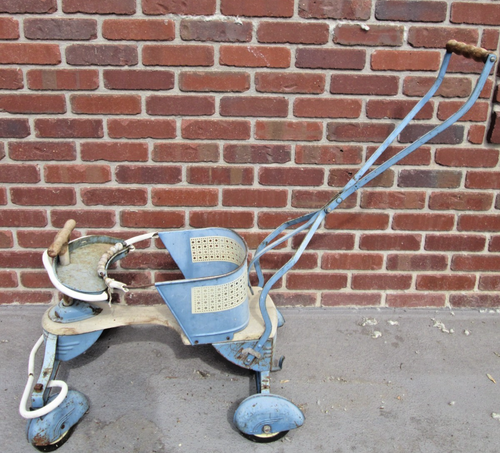 Vintage Taylor Tot X Blue Metal Replacement Part Base Plate for Handle Stroller - Picture 6 of 7