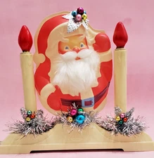 Vintage 50's Timco Plastic Santa Electrified Candolier Christmas Decor "Works"