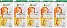 5 X Garnier Skin Active Vitamin C + Pineapple Extract Ampoule Face Sheet Mask 15