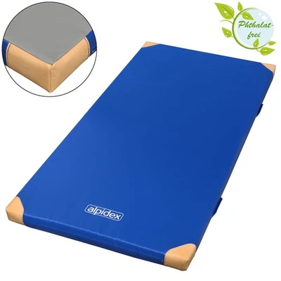 ALPIDEX Turnmatte Leichtturnmatte Matte 200 x 100 x 8 cm mit Lederecken RG 80