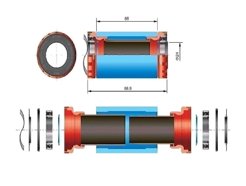 FSA Mega Exo Bottom Bracket (MTB) 24mm Spindle 73mm TRF CD5 - Image 2 of 4