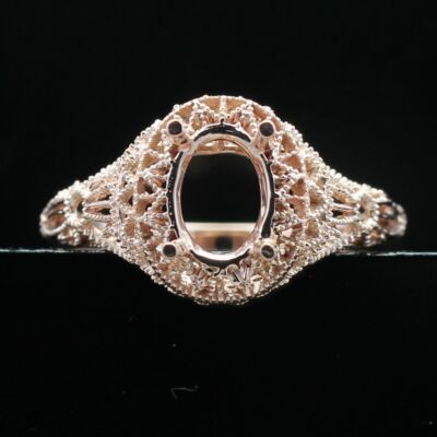 Oval Cut 8x6mm Prong Setting Semi Mount Solid 10K Rose Gold Solitaire Fine Ring 