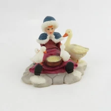 Holiday Time Christmas O'Well Village Accessory- Girl Feeding Goose & 3 Goslings