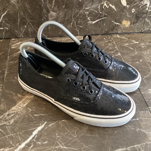 vans black sequin sneakers