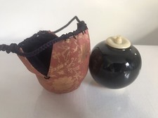 A Japanese Late 20th century Kyo-ware Lidded Tea Caddy - 7.6 cm Tall
