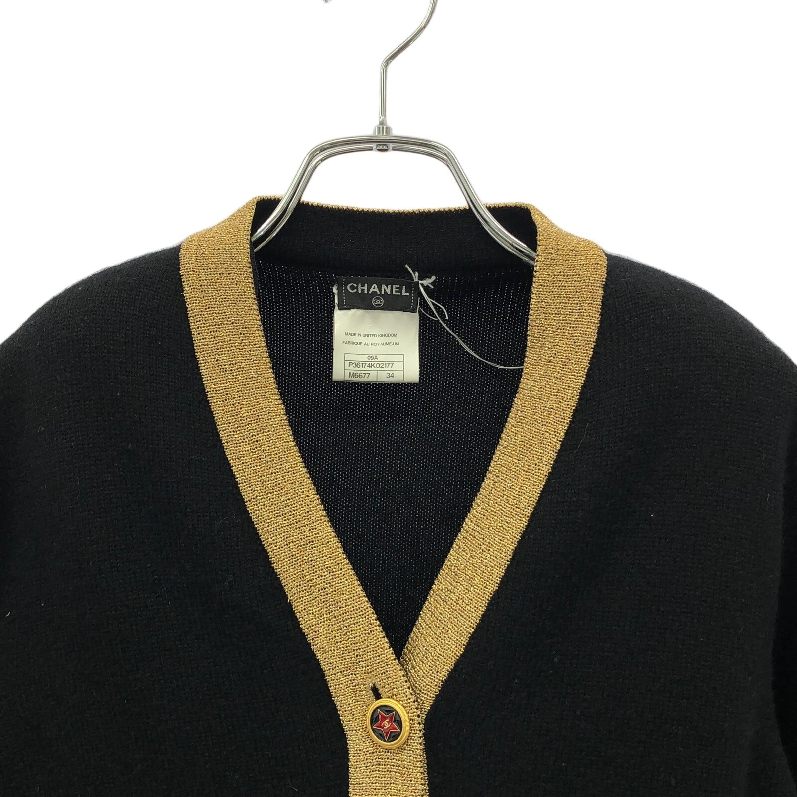 CHANEL Cardigan Maglia Giacca Maglione P36174K02177 Cashmere Nero Usato Don