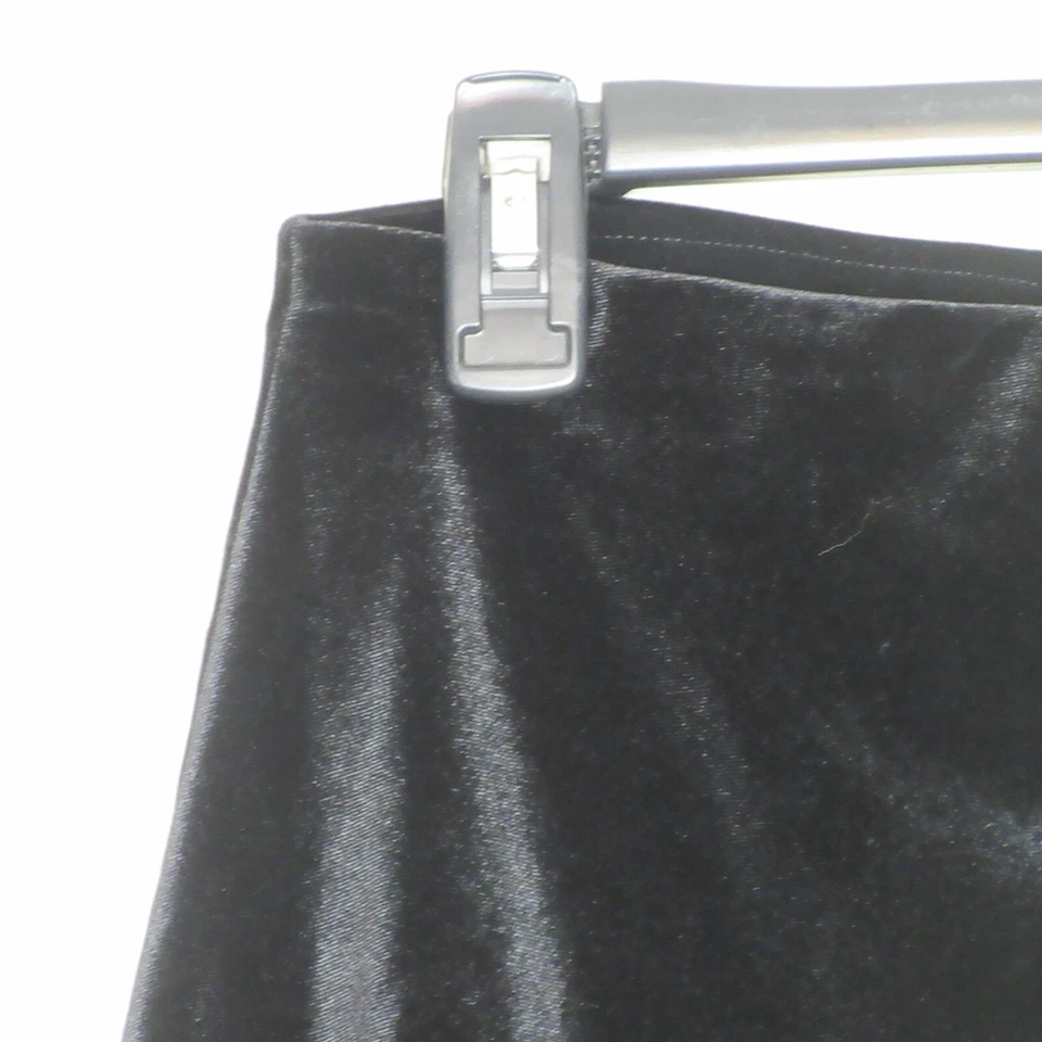 Ecote 女式黑色天鹅绒高腰 A 字弹力迷你裙 L B56 — 第 3/4 张图片