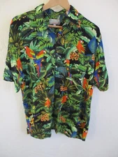 Tropic Joes Island Wear Aloha Shirt Size Large Rayon Parrots