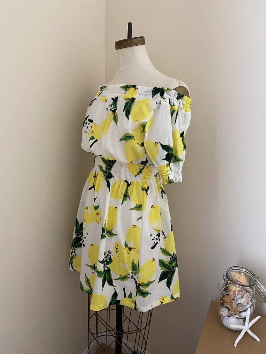 Lemon Print Off The Shoulder Above Knee Positano Amalfi Style