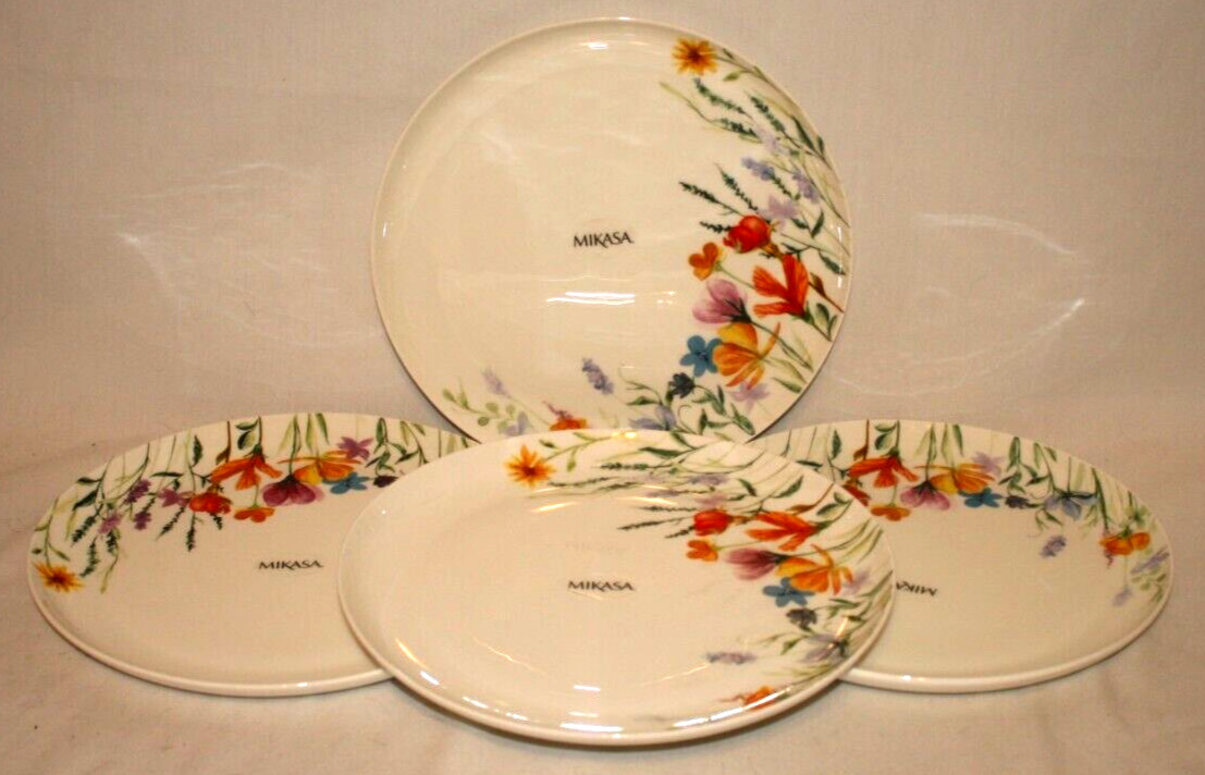 Mikasa Gia Colorful Floral Bone China 11" Dinner Plates Set of Four New