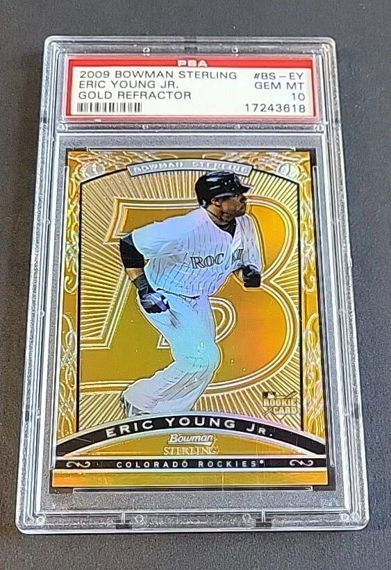  Eric Young Jr. 2009 Bowman Sterling Gold Refractor Rookie #/50 RC #BS-EY PSA 10 - Image 3 of 4