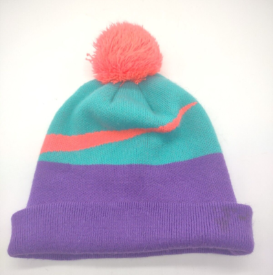 Nike Big Swoosh Color Block Knit Pom Pom Beanie Winter Hat  display picture 2