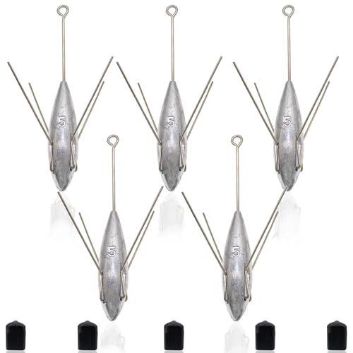 5 Pcs Sputnik Sinker Fishing Weights Lead Long Tail Fishing 3.0 Ounces