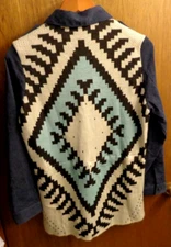 New Davi & Dani Corduroy and Knit Southwest Aztec Jacket Women S 38" chest