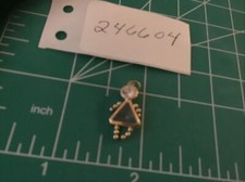 14k Yellow Gold girl Child Birthstone Charm cloudy clear