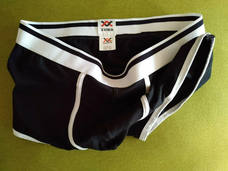 Calzoncillos boxer suaves informales de algodón para hombre XUBA con cintura flexible negros Foto 3 de 4