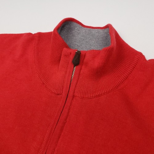 Jersey Hackett Hombres 2XL Rojo Algodón Cachemira 1/4 Cremallera Cuello Alto Tejido Suéter Tortuga - Imagen 4 de 14