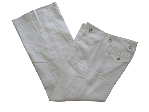 Kenar Damen Hose Größe 8 Leinen weiß Baggy Kordelzug Gürtellöcher 33 x 31,5 neu ohne Etikett