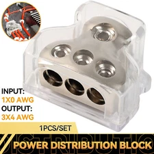 For Audio Amp Systems 0GA / 4GA 3-Way Car Power / Ground Wire Distribution Block