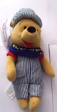 DISNEY WINNIE THE POOH Choo Choo Mini BEAN BAG STUFFED PLUSH TOY NWT