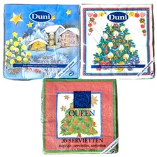 Duni 3 Packs (60 pc) Vintage Christmas Tissue Napkins Unopened 6.5 X 6.5 Germany