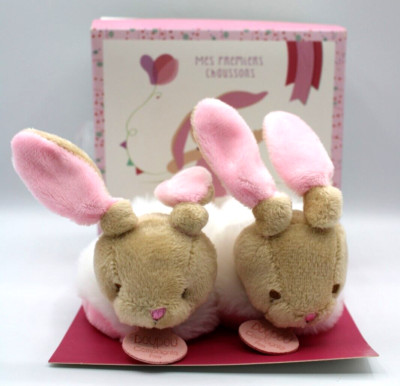 Doudou et Campagnie Bunny Baby Rattle Booties Slippers Rattle