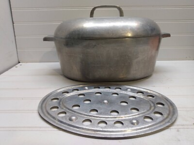 Vintage Wagner Ware Magnalite 4265 Aluminum 8 QT Oval Dutch