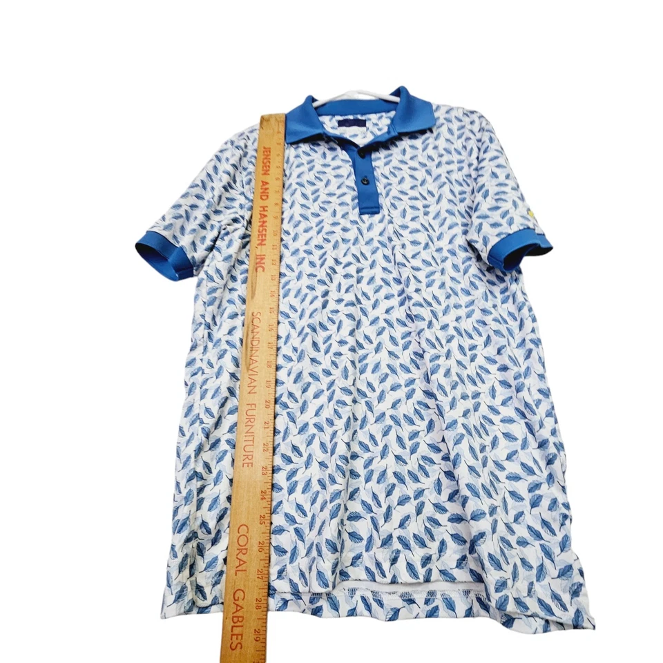 Men Jack Nicklaus Golf Graphic Athletic Polo Shirt Size M White Blue Leaves  - Image 2 of 4