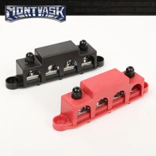 2Pcs 4 Post Busbar Bus Bar Power Distribution Block With Cover 5/16" 12V 250A