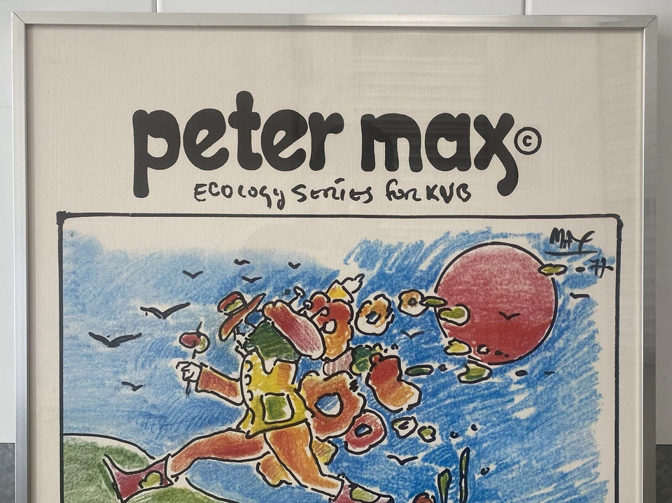 🔥 Póster de exposición de arte pop moderno antiguo vintage RARO, Peter MAX - FIRMADO, 1977 Foto 4 de 4