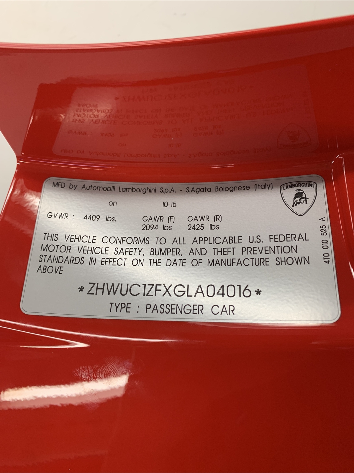 Lamborghini Huracan Door Jam Cover Quarter Panel Trim Driver Side 4T0853173
