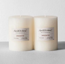 Hearth and Hand with Magnolia 8 Pack Satin Pillar Candle 4x3'' Unscented Cream 