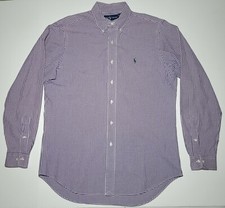 Ralph Lauren Mens Purple and White Long Sleeve Button Up Shirt Size Large 16