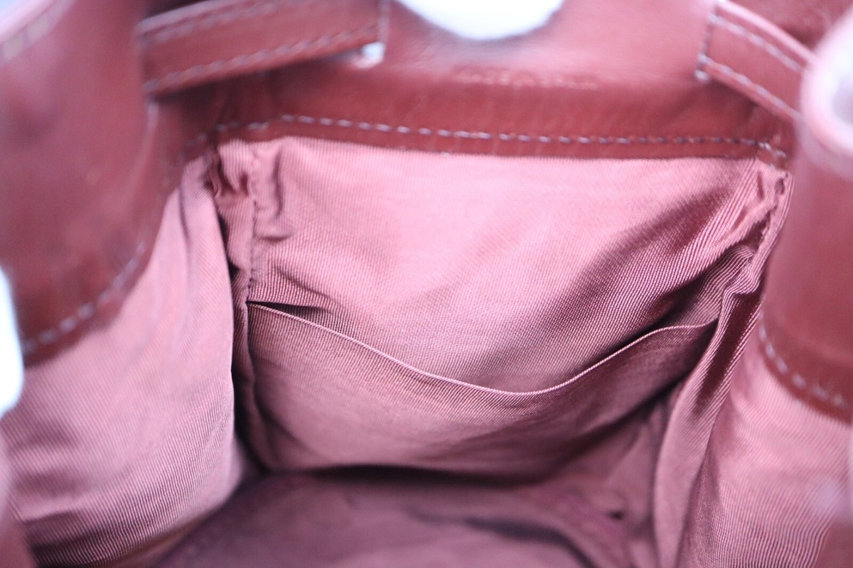 Cartier Must Line Drawstring Shoulder Bag Pochette Leather