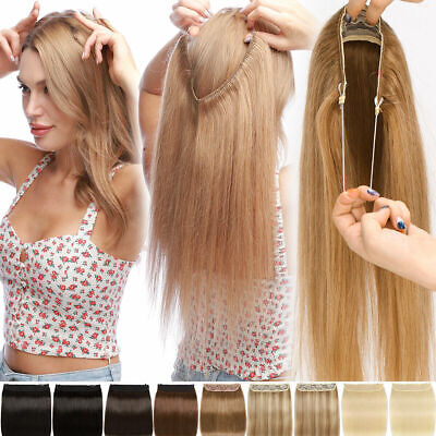 Women Invisible Wire Hair Extensions Hidden No Clip Natural Hair Extensions  Long Soft Silky Straight Curly Hairpiece Wavy Hidden Hair Extension  Synthetic Hairpieces 18-22 inch Hairpiece 