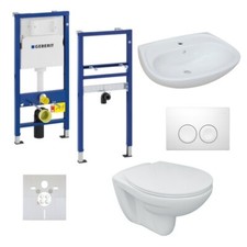 Komplettset Waschtisch und Wand-WC mit Elementen und Sitz inkl. Schallschutzset