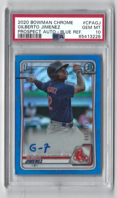 2020 Bowman Chrome Blue Refractor Auto /150 Gilberto Jimenez | PSA 10 Gem Mint