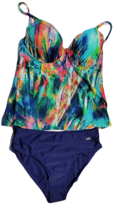 Naturana Frauen Bademode Damen Tankini Schalen marine-türkis-rot Cup D Gr. 36-46