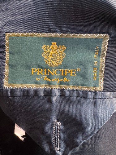 PRINCIPE Mens Black Pinstripe ITALIAN-MADE Wool 2 Pc Suit 42R Jacket 35x29 Pant - Picture 8 of 14