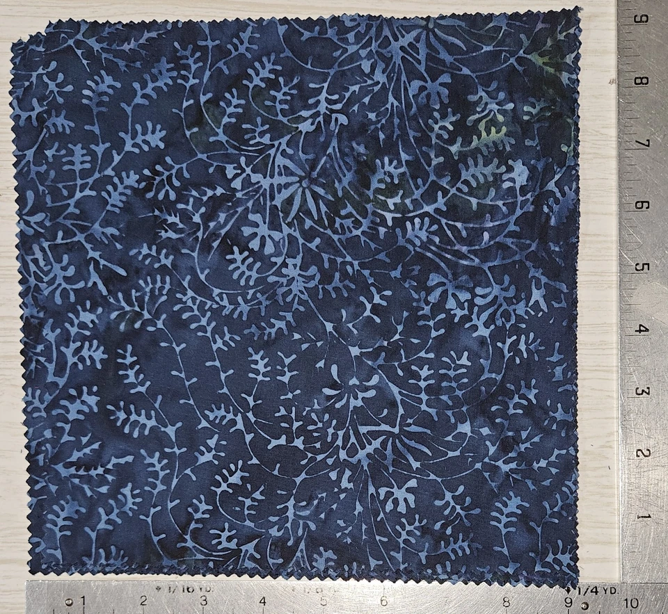 Floral Blue BATIK Fabric Flowers Approx 9 Inches 14 SQUARES - Image 2 of 4