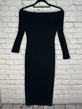 Fashion Nova Show Up Sweater Midi Dress Black talla S