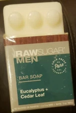 Raw Sugar For Men Bar Soap Eucalyptus + Cedar Leaf 2 x 5oz Bars Vegan Cold Press