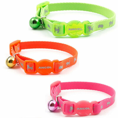 Anker reflektierendes Hi Vis Kätzchen Sicherheitshalsband mit Glocke drei Farben erhältlich
