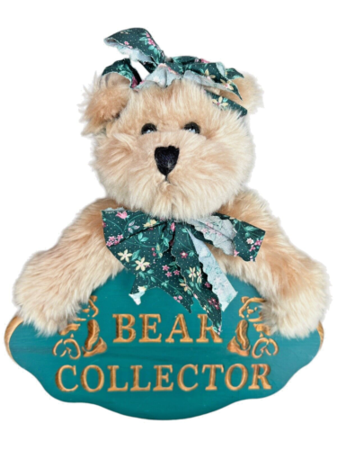 Vintag 3D Bear Collector Wall hanging Wood Plaque w/ Stuffed Plush Bear Attached - Picture 1 of 6