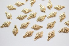 6pcs Gold Cowrie Shell Charm,Gold Plated Brass Scallop Pendan,Sea Shell Charm