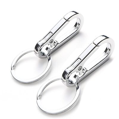 2 Pack Stainless Steel Dog Tag Clips w/ Rings Pet ID Tag Holder for Dog Collars