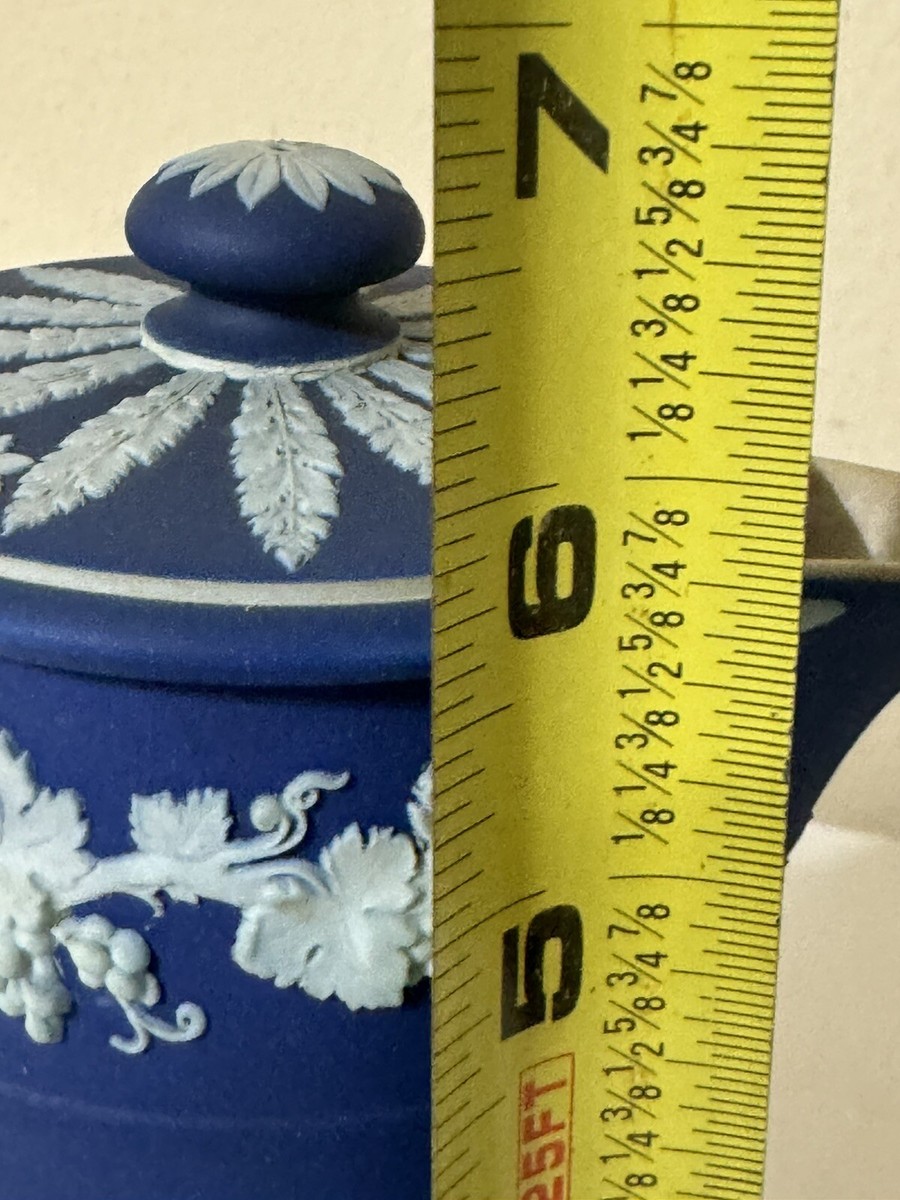 Antique Wedgwood Dark Blue Jasperware Coffee Pot Jug Pitcher 6.5