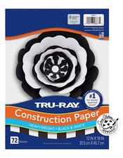 Premium Black  White Construction Paper 12"x18" 72 Sheets for Crafts